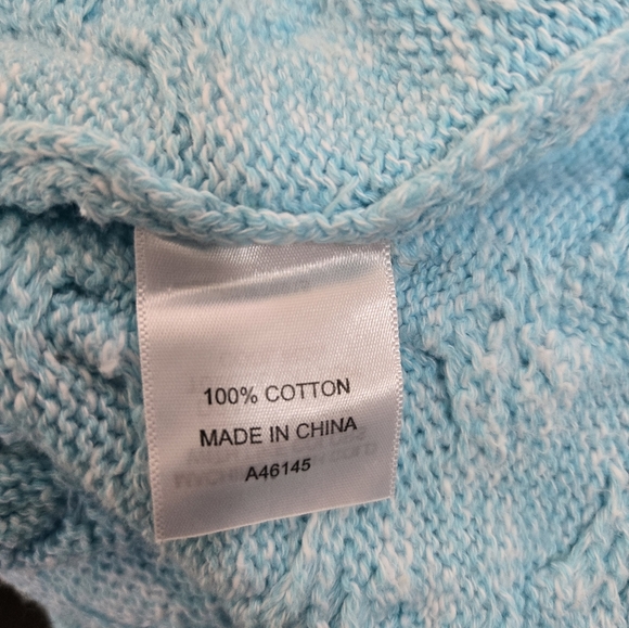 Appleseed's Light Aqua Cable Knit Crew Neck Sweater Women's Size Small - Picture 8 of 9